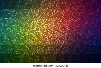 Dark Green, Red vector low poly crystal background with snowflakes. Polygon christmas design pattern . Low poly illustration of New Year celebration.