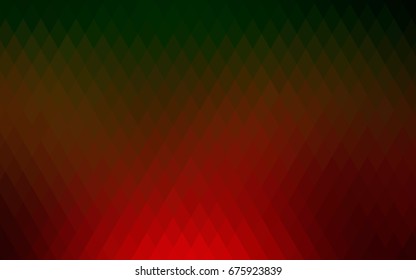 Dark Green, Red vector low poly background. A sample with a polygonal design. Illustration in polygonal style with repeating squares