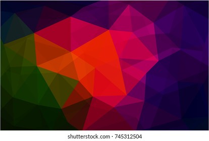 Dark Green, Red vector Low poly crystal background. Polygon design pattern. Low poly illustration, low polygon background.