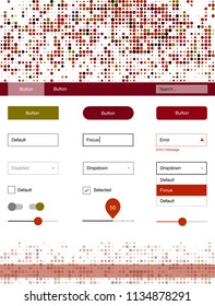 Dark Green, Red vector Material Design Kit with dots. Beautiful ui ux kit with colorful dots in its header. This sample is for your landing page.