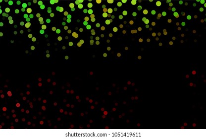 Dark Green, Red vector modern geometrical circle abstract background. Dotted texture template. Geometric pattern in halftone style with gradient. 