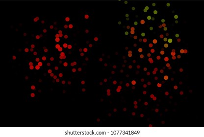Dark Green, Red vector modern geometrical circle abstract background. Dotted texture template. Geometric pattern in halftone style with gradient. 