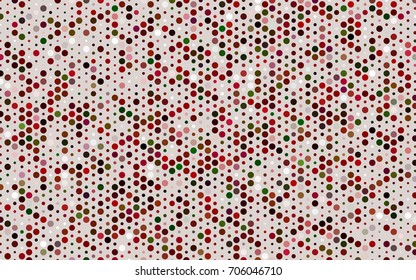 Dark Green, Red vector modern geometrical circle abstract background. Dotted texture template. Geometric pattern in halftone style with gradient. 