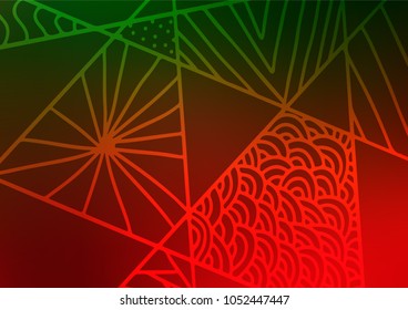 Dark Green, Red vector natural elegant template. Sketchy hand drawn doodles on blurred background. A new texture for your design.
