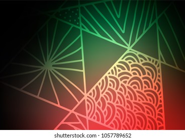 Dark Green, Red vector natural elegant texture. Blurred decorative design in Indian style with Zen tangles. A completely new template for your business design.