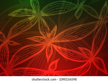 Dark Green, Red vector natural abstract texture. Colorful abstract illustration with lines in Asian style. The pattern can be used for wallpapers and coloring books.