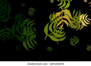 Verde oscuro, rojo vectorial fondo natural con hojas. Ilustración creativa en estilo borroso con hojas. Patrón colorido para los libros infantiles.