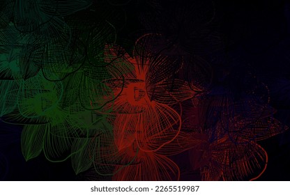 Dark Green, Red vector natural artwork with flowers. Creative illustration in blurred style with flowers. Hand painted design for web, wrapping.