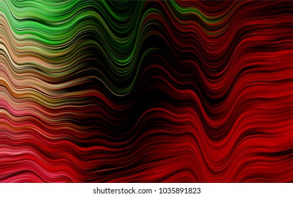 Dark Green, Red vector pattern with curved circles. Glitter abstract illustration with wry lines. Marble style for your business design.