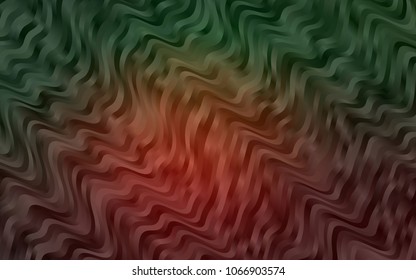Dark Green, Red vector pattern with liquid shapes. Glitter abstract illustration with wry lines. The best blurred design for your business.