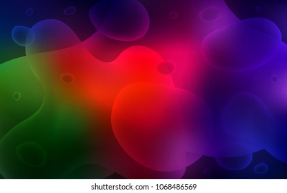 Dark Green, Red vector pattern with lava shapes. Blurred geometric sample with gradient bubbles.  Brand-new design for your ads, poster, banner.