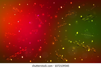 Dark Green, Red vector pattern with christmas ribbons. Beautiful colored illustration with ribbon in celebration style. New design for ad, poster, banner of your Party.