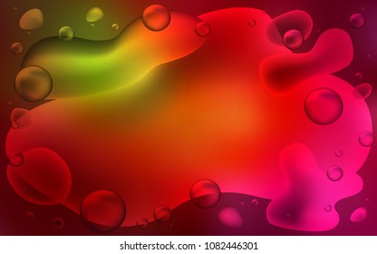 Dark Green, Red vector pattern with liquid shapes. Blurred geometric sample with gradient bubbles.  The best blurred design for your business.