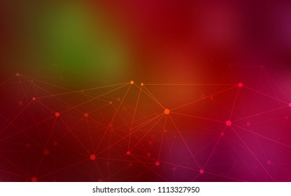 Dark Green, Red vector pattern with spheres, triangles. Illustration with set of colorful abstract circles and lines. Beautiful design for your business advert.