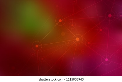 Dark Green, Red vector pattern with spheres, triangles. Colorful illustration with circles and lines in futuristic style. Completely new template for your brand book.