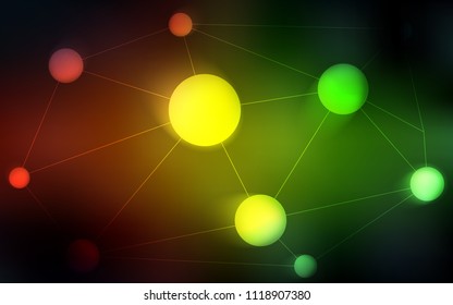 Dark Green, Red vector pattern with spheres, triangles. Decorative design in abstract style with triangle structure. Beautiful design for your business advert.