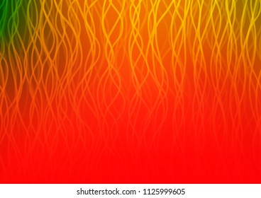 Dark Green, Red vector pattern with bent ribbons. Shining illustration, which consist of blurred lines, circles. A completely new marble design for your business.