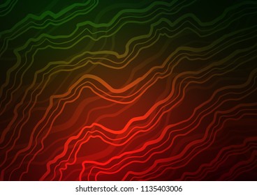 Dark Green, Red vector pattern with lamp shapes. Glitter abstract illustration with wry lines. The best blurred design for your business.