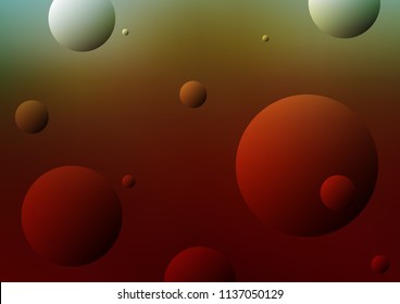 Dark Green, Red vector pattern with spheres. Blurred bubbles on abstract background with colorful gradient. Beautiful design for your business natural advert.