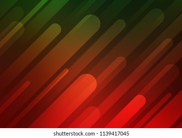 Dark Green, Red vector pattern with narrow lines. Glitter abstract illustration with colored sticks. Smart design for your business advert.