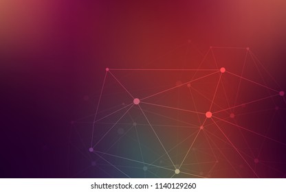 Dark Green, Red vector pattern with spheres, triangles. Illustration with set of colorful abstract circles and lines. New design for ad, poster, banner of your website.