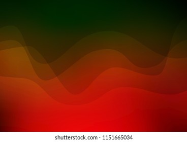 Dark Green, Red vector pattern with liquid shapes. Glitter abstract illustration with wry lines. The template for cell phone backgrounds.