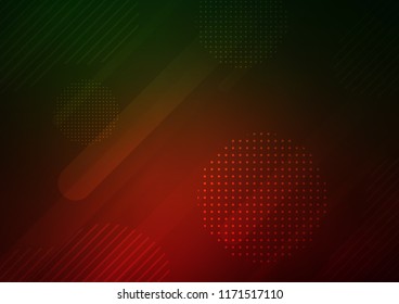 Dark Green, Red vector pattern with rounded lines, dots. Shining colored illustration with rounded stripes, dots. The template can be used as a background.