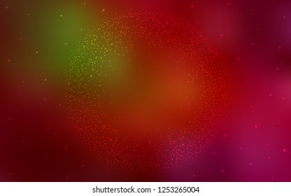 Dark Green, Red vector pattern with night sky stars. Modern abstract illustration with Big Dipper stars. Best design for your ad, poster, banner.