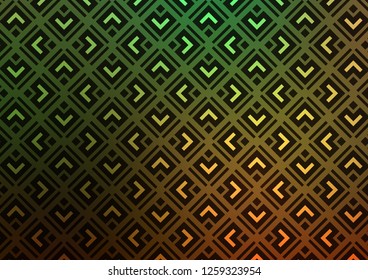 Dark Green, Red vector pattern with lines, rectangles. Colorful lines, squares on abstract background with gradient. Backdrop for TV commercials.