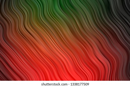 Dark Green, Red vector pattern with liquid shapes. Modern gradient abstract illustration with bandy lines. The template for cell phone backgrounds.