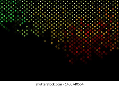 Dark Green, Red vector pattern with spheres. Blurred decorative design in abstract style with bubbles. Pattern of water, rain drops.