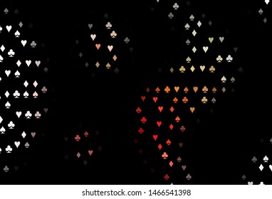 Dark Green, Red vector pattern with symbol of cards. Shining illustration with hearts, spades, clubs, diamonds. Pattern for ads of parties, events in Vegas.