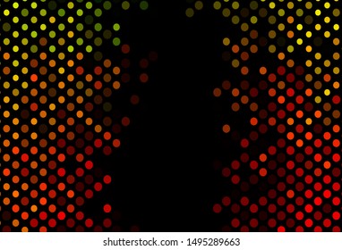 Dark Green, Red vector pattern with spheres. Blurred bubbles on abstract background with colorful gradient. Pattern for ads, leaflets.