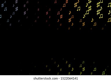 Dark Green, Red vector pattern with music elements. Modern abstract illustration with melody keys. Template for fasion magazines.