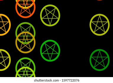 Dark Green, Red vector pattern with magic elements. Retro design in abstract style with witchcraft forms. Background for esoteric, mystic designs.