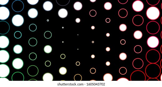 Dark Green, Red vector pattern with circles. Illustration with set of shining colorful abstract spheres. Pattern for wallpapers, curtains.