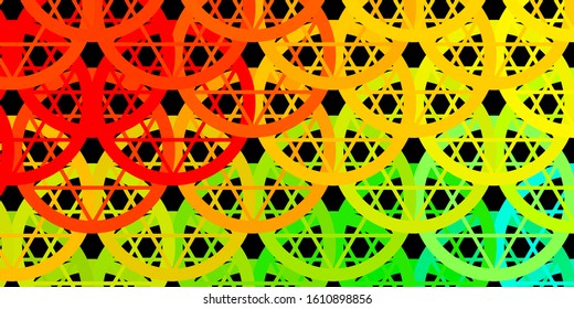 Dark Green, Red vector pattern with magic elements. Colorful mystic symbols with a gradient in ancient style. Background for esoteric, mystic designs.