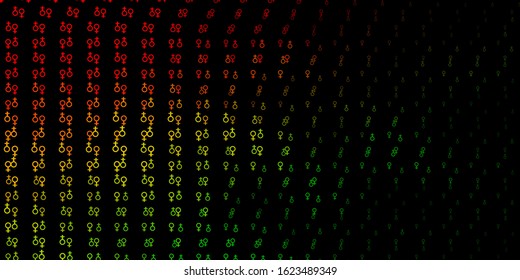 Dark Green, Red vector pattern with magic elements. Colorful mystic symbols with a gradient in ancient style. Simple design for occult depiction.