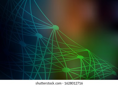 Dark Green, Red vector pattern with artificial intelligence network. Colorful design in simple style with AI links. Smart design for promotion of bid data.