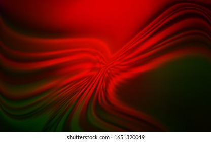 Dark Green, Red vector pattern with lines. A shining illustration, which consists of curved lines. A completely new design for your business.