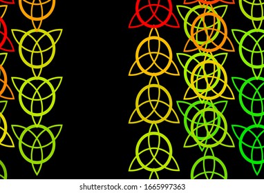 Dark Green, Red vector pattern with magic elements. Colorful mystic symbols with a gradient in ancient style. Simple base for your occult design.