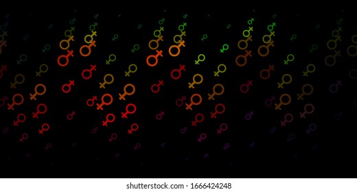 Dark Green, Red vector pattern with feminism elements. Colorful feminism symbols with a gradient in modern style. Background for International Women’s Day.