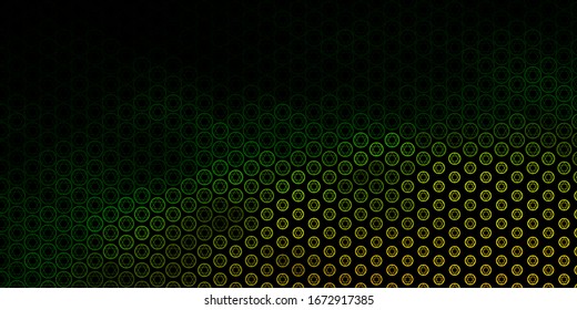 Dark Green, Red vector pattern with magic elements. Colorful vintage illustration with gradient alchemy shapes. Simple base for your occult design.