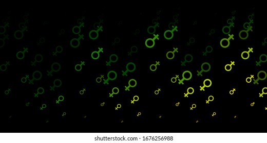 Dark Green, Red vector pattern with feminism elements. Colorful feminism symbols with a gradient in modern style. Elegant design for wallpapers.