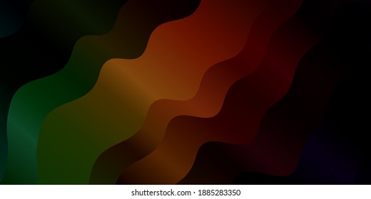 Dark Green, Red vector pattern with wry lines. Illustration in halftone style with gradient curves. Best design for your posters, banners.