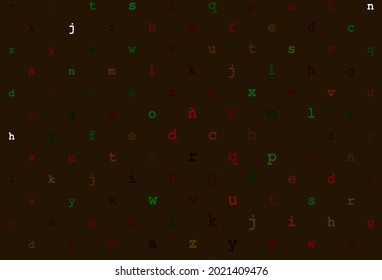 Dark green, red vector pattern with ABC symbols. Modern geometrical illustration with ABC english symbols. The pattern can be used for school, grammar websites.