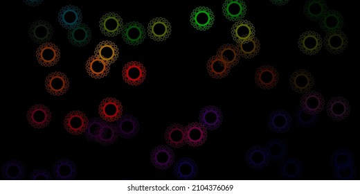 Dunkelgrünes, rotes Vektormuster mit Coronavirus-Elementen. Farbige abstrakte Illustration mit Farbverlauf-medizinischen Formen. Einfaches Design gegen Epidemieinformationen.