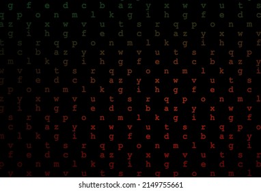 Dark green, red vector pattern with ABC symbols. Shining colorful illustration with isolated letters. The pattern can be used as ads, poster, banner for books.