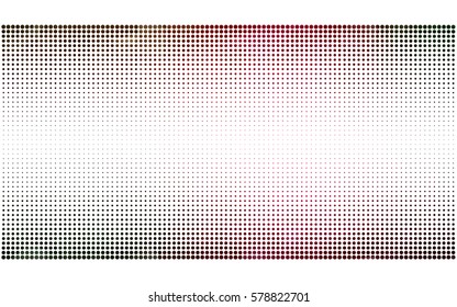Dark Green, Red vector pattern with colored spheres. Geometric sample of repeating circles on white background in halftone style.
