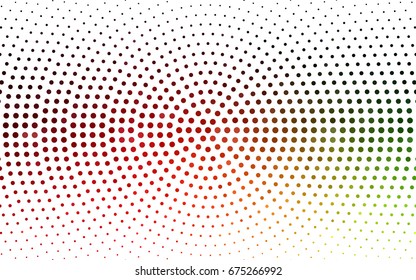 Dark Green, Red vector pattern of geometric circle shapes. Colorful mosaic banner. Geometric background with colored disks.